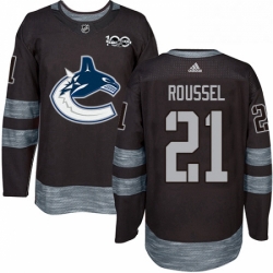 Mens Adidas Vancouver Canucks 21 Antoine Roussel Authentic Black 1917 2017 100th Anniversary NHL Jersey 