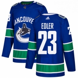 Mens Adidas Vancouver Canucks 23 Alexander Edler Authentic Blue Home NHL Jersey 