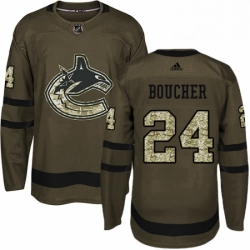 Mens Adidas Vancouver Canucks 24 Reid Boucher Premier Green Salute to Service NHL Jersey 