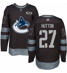 Mens Adidas Vancouver Canucks 27 Ben Hutton Premier Black 1917 2017 100th Anniversary NHL Jersey 