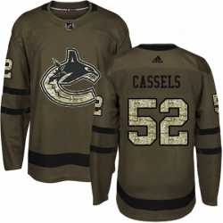 Mens Adidas Vancouver Canucks 52 Cole Cassels Authentic Green Salute to Service NHL Jersey 