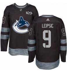 Mens Adidas Vancouver Canucks 9 Brendan Leipsic Authentic Black 1917 2017 100th Anniversary NHL Jerse