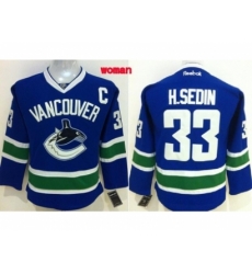 Women NHL Vancouver Canucks #33 H.SEDIN Blue Jerseys