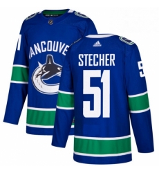 Youth Adidas Vancouver Canucks 51 Troy Stecher Authentic Blue Home NHL Jersey 