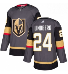 Mens Adidas Vegas Golden Knights 24 Oscar Lindberg Premier Gray Home NHL Jersey 