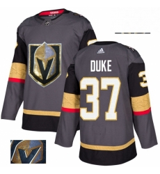 Mens Adidas Vegas Golden Knights 37 Reid Duke Authentic Gray Fashion Gold NHL Jersey 