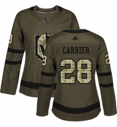 Womens Adidas Vegas Golden Knights 28 William Carrier Authentic Green Salute to Service NHL Jersey 