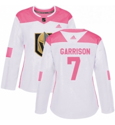 Womens Adidas Vegas Golden Knights 7 Jason Garrison Authentic WhitePink Fashion NHL Jersey 