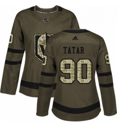 Womens Adidas Vegas Golden Knights 90 Tomas Tatar Authentic Green Salute to Service NHL Jersey