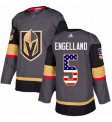 Youth Adidas Vegas Golden Knights 5 Deryk Engelland Authentic Gray USA Flag Fashion NHL Jersey 