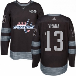 Mens Adidas Washington Capitals 13 Jakub Vrana Premier Black 1917 2017 100th Anniversary NHL Jersey 