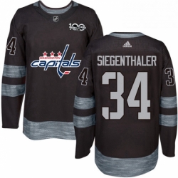 Mens Adidas Washington Capitals 34 Jonas Siegenthaler Authentic Black 1917 2017 100th Anniversary NHL Jersey 