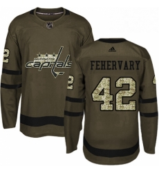 Mens Adidas Washington Capitals 42 Martin Fehervary Authentic Green Salute to Service NHL Jerse