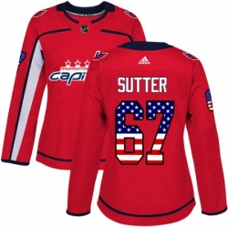 Womens Adidas Washington Capitals 67 Riley Sutter Authentic Red USA Flag Fashion NHL Jersey 