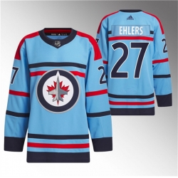 Men Winnipeg Jets 27 Nikolaj Ehlers Light Blue Anniversary Primegreen Stitched Jersey