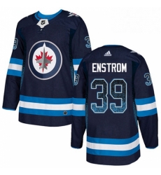 Mens Adidas Winnipeg Jets 39 Tobias Enstrom Authentic Navy Blue Drift Fashion NHL Jersey 