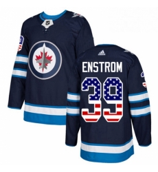 Mens Adidas Winnipeg Jets 39 Tobias Enstrom Authentic Navy Blue USA Flag Fashion NHL Jersey 