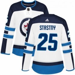 Womens Adidas Winnipeg Jets 25 Paul Stastny Authentic White Away NHL Jersey 