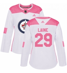 Womens Adidas Winnipeg Jets 29 Patrik Laine Authentic WhitePink Fashion NHL Jersey 