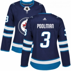 Womens Adidas Winnipeg Jets 3 Tucker Poolman Premier Navy Blue Home NHL Jersey 