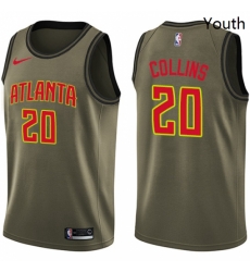 Youth Nike Atlanta Hawks 20 John Collins Swingman Green Salute to Service NBA Jersey 