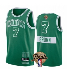 Men's Boston Celtics #7 Jaylen Brown 2022 Green NBA Finals Stitched Jersey