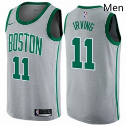 Mens Nike Boston Celtics 11 Kyrie Irving Swingman Gray NBA Jersey City Edition 