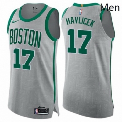 Mens Nike Boston Celtics 17 John Havlicek Authentic Gray NBA Jersey City Edition