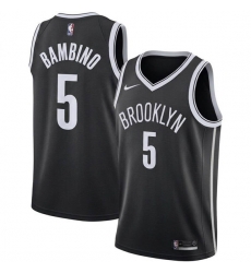 Men Brooklyn Nets  5 Bambino Black Icon Edition Stitched Basketball Jersey