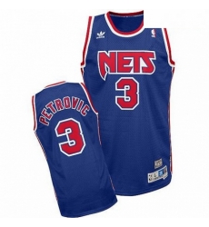 Mens Adidas Brooklyn Nets 3 Drazen Petrovic Swingman Blue Throwback NBA Jersey