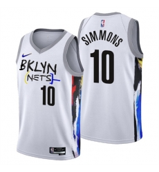 Men's Brooklyn Nets #10 Ben Simmons 2022-23 White City Edition Stitched Basketball Jersey