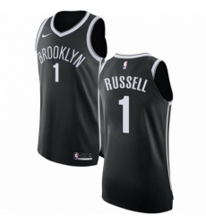 Mens Nike Brooklyn Nets 1 DAngelo Russell Authentic Black Road NBA Jersey Icon Edition