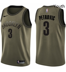 Youth Nike Brooklyn Nets 3 Drazen Petrovic Swingman Green Salute to Service NBA Jersey