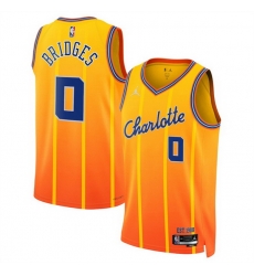 Men Charlotte Hornets 0 Miles Bridges Orange 2025 26 City Edition Stitched Basketball Jersey