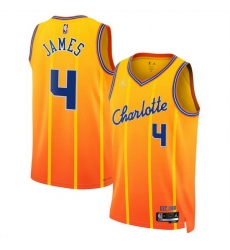 Men Charlotte Hornets 4 Sion James Orange 2025 26 City Edition Stitched Basketball Jersey