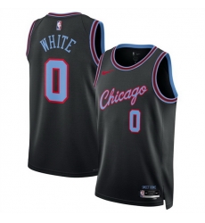 Men Chicago Bulls 0 Coby White Black 2025 26 City Edition Stitched Basketball Jersey