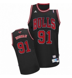 Mens Adidas Chicago Bulls 91 Dennis Rodman Swingman Black Throwback NBA Jersey