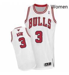 Womens Adidas Chicago Bulls 3 Omer Asik Authentic White Home NBA Jersey 