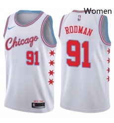 Womens Nike Chicago Bulls 91 Dennis Rodman Swingman White NBA Jersey City Edition