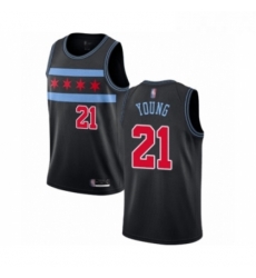 Youth Chicago Bulls 21 Thaddeus Young Swingman Black Basketball Jersey City Edition 