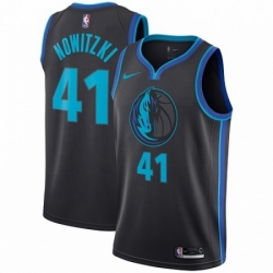 Mens Nike Dallas Mavericks 41 Dirk Nowitzki Swingman Charcoal NBA Jersey City Edition