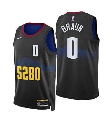 Men Denver Nuggets 0 Christian Braun 5280 Navy Icon Edition Stitched Jersey