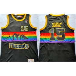 Men Denver Nuggets 15 Nikola Jokic Black Throwback Stitched Jersey