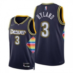 Men Denver Nuggets 3 Nah Shon Hyland Navy 2021 22 City Edition 75th Anniversary Stitched Jersey