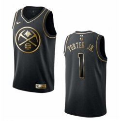 Men Denver Nuggets Michael Porter Jr. #1 Black Gold Stitched NBA Basketball Jersey