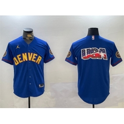 Men Denver Nuggets Team Big Logo Blue With Patch Stitched Jersey