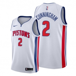 Men Detroit Pistons 2 Cade Cunningham White Jersey 2021 NBA Jersey