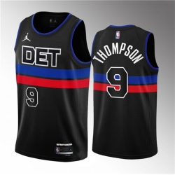 Men Detroit Pistons 9 Ausar Thompson Black 2023 Draft Statement Edition Stitched Basketball Jersey