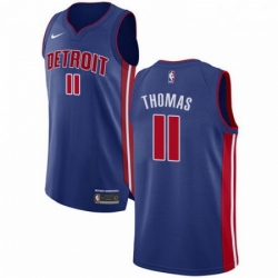 Mens Nike Detroit Pistons 11 Isiah Thomas Authentic Royal Blue Road NBA Jersey Icon Edition