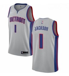 Womens Nike Detroit Pistons 1 Reggie Jackson Authentic Silver NBA Jersey Statement Edition